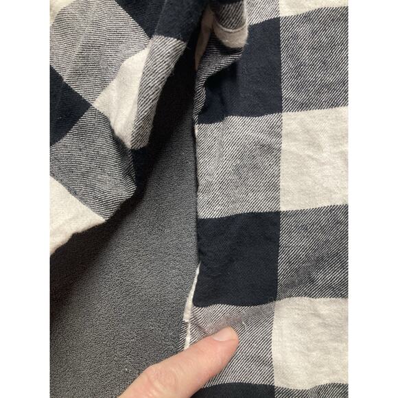 Columbia Hoodie Shirt Woman L Black White Buffalo Check Button Up Stretch Lng Sl - Picture 6 of 6